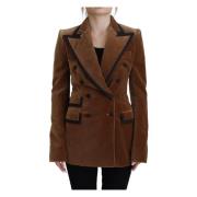 Bruine Dubbelrij Blazer Katoenen Jas Dolce & Gabbana , Brown , Dames