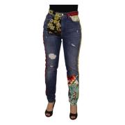 Blauwe Patchwork Hoge Taille Denim Jeans Dolce & Gabbana , Blue , Dame...