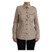 Beige Poplin Safari Overhemd Dolce & Gabbana , Beige , Dames