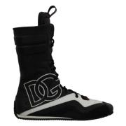 Multicolor Leren Bokshoge Sneakers Dolce & Gabbana , Black , Heren