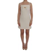 Witte Wol Stretch Broche Shift Jurk Dolce & Gabbana , White , Dames