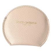 Beige Leren Ronde Logo Handspiegelhouder Dolce & Gabbana , Beige , Dam...