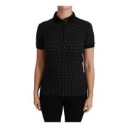 Zwarte gestippelde poloshirt voor dames Dolce & Gabbana , Black , Dame...