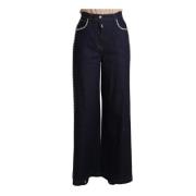 Donkerblauwe Kristal Versierde Flare Jeans Dolce & Gabbana , Blue , Da...