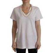 Witte T-shirt met Ketting Dolce & Gabbana , White , Dames