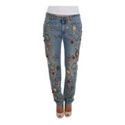 Blauwe Crystal Heart Roses Enchanted Sicily Jeans Dolce & Gabbana , Bl...