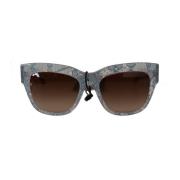 Blauwe Kant Acetaat Rechthoekige Zonnebril Dolce & Gabbana , Gray , Da...