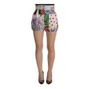 Multicolor Patchwork Hoge Taille Katoenen Shorts Dolce & Gabbana , Mul...