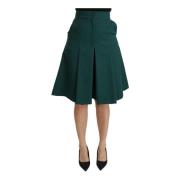 Groene Geplooide A-lijn Hoge Taille Katoenen Rok Dolce & Gabbana , Gre...