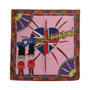 London Print Zijden Sjaal Dolce & Gabbana , Pink , Heren