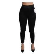 Zwarte Kanten Skinny Hoge Taille Broek Dolce & Gabbana , Black , Dames