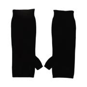Zwarte Cashmere Vingerloze Handschoenen Dolce & Gabbana , Black , Dame...
