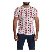 Witte hartprint heren top t-shirt Dolce & Gabbana , White , Heren