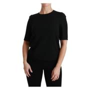 Luxe Zwarte Blouse met Ritsdetail Dolce & Gabbana , Black , Dames