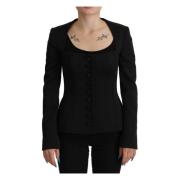 Zwarte Snap Jas, Slim Fit Dolce & Gabbana , Black , Dames