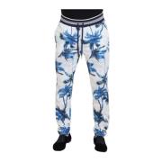 Witte Slim-Fit Broek met Palmboomprint Dolce & Gabbana , White , Heren