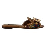 Platte sandalen met bloemenprint Dolce & Gabbana , Multicolor , Dames