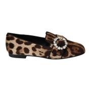 Luipaardprint Kristal Loafers Dolce & Gabbana , Brown , Dames