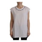 Luxe Katoenen Bedrukte Tanktop Dolce & Gabbana , White , Dames