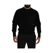 Zwarte Katoenmix Crewneck Sweater Dolce & Gabbana , Black , Heren