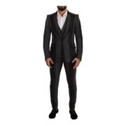 Zwart Grijs Gestreept Slim Fit 3-Delig Pak Dolce & Gabbana , Black , H...