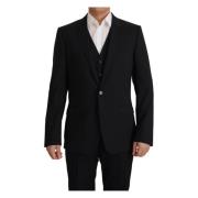 Stijlvolle Zwarte Blazer met Vest Dolce & Gabbana , Black , Heren