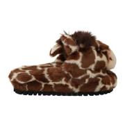 Bruine Giraffe Patroon Slides Slippers Dolce & Gabbana , Brown , Dames