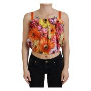 Blouse Kort Bloemen Katoenen Tanktop Dolce & Gabbana , Multicolor , Da...