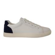 Witte Blauwe Leren Lage Sneakers Dolce & Gabbana , White , Heren
