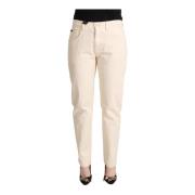 Witte Mid Waisted Skinny Denim Jeans met Logo Plaque Dolce & Gabbana ,...