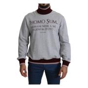 Latin Phrase Print Turtleneck Sweater Dolce & Gabbana , Gray , Heren