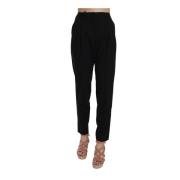 Zwarte Geplooide Tapered Broek Dolce & Gabbana , Black , Dames