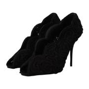 Zwarte Cordonetto Ricamo Pump Open Teen Schoenen Dolce & Gabbana , Bla...