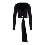 Luxe Zwarte Viscose Blend Shrug Top Dolce & Gabbana , Black , Dames