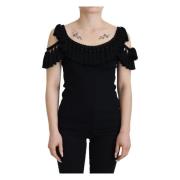 Zwarte Katoenen Cap Sleeve Tank Top Blouse Dolce & Gabbana , Black , D...