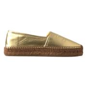 Gouden Leren Loafers Platte Espadrilles Schoenen Dolce & Gabbana , Yel...
