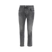 Grijze Slim Fit Jeans met Logo Plaque Dolce & Gabbana , Gray , Heren
