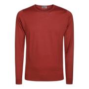 Klassieke Merino Wol Trui met Ronde Hals John Smedley , Red , Heren