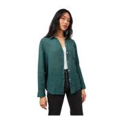 Lichtgewicht biologisch katoenen blouse met borstzak Rails , Green , D...