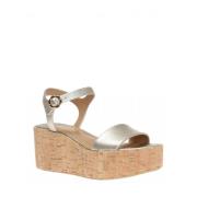 Leren Sleehak Sandalen Salvatore Ferragamo , Gray , Dames