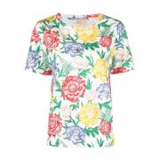 Bloemenprint katoenen T-shirt Salvatore Ferragamo , Multicolor , Dames