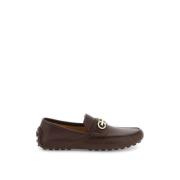 Gancini Leren Loafers met Gouden Detail Salvatore Ferragamo , Brown , ...