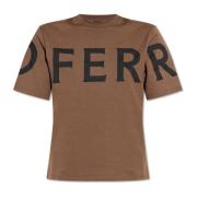 T-shirt met logo Salvatore Ferragamo , Brown , Dames