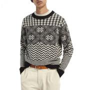 Fair Isle Ronde Hals Trui Scotch & Soda , Black , Heren