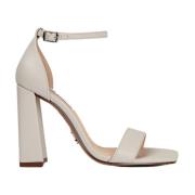 Leren Hoge Hak Sandalen Steve Madden , Beige , Dames