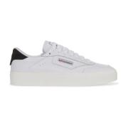 Witte/Zwarte Leren Court Sneakers Superga , White , Heren