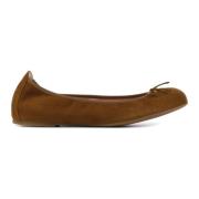 Suède Ballerina s met Strikdetail Unisa , Brown , Dames