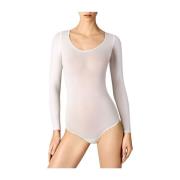 Doorschijnende Zijden Body met Lange Mouwen Wolford , White , Dames