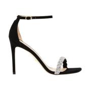 Kristalversierde hoge hak sandaal Stuart Weitzman , Black , Dames