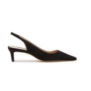 Suede Kitten Heel Slingpump Stuart Weitzman , Black , Dames